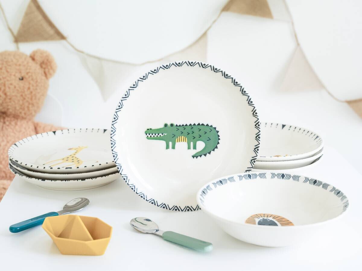 CreaTable Tellerset Safari mehrfarbig Steinzeug D: ca. 21 cm