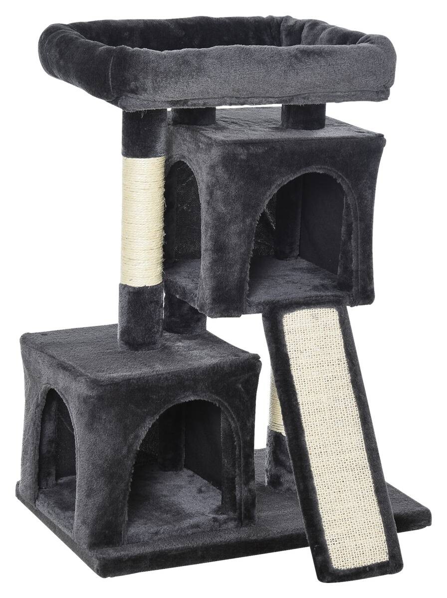 PawHut Kratzbaum dunkelgrau Spanplatte B/H/L: ca. 39x83x59 cm