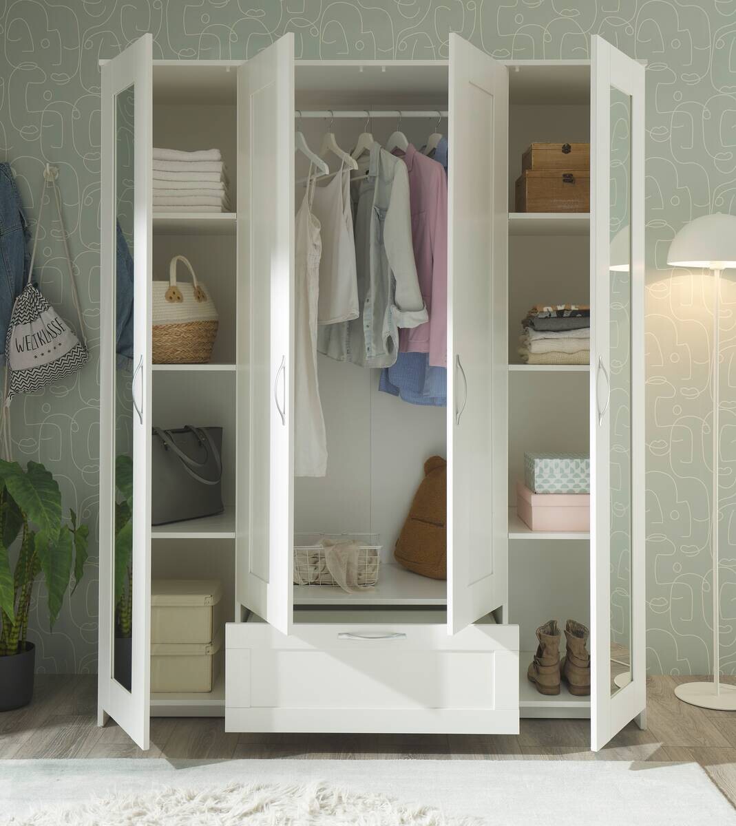 Kleiderschrank weiß B/H/T: ca. 156x191x50 cm