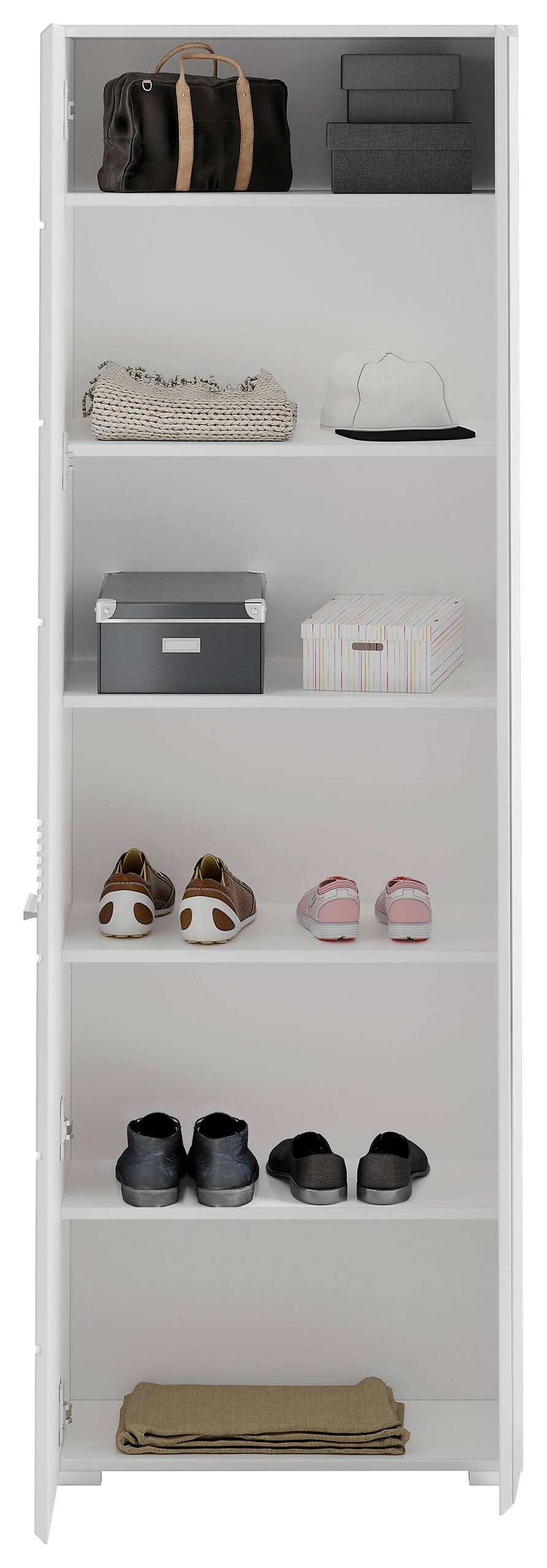 Garderobenschrank Linus weiß weiß Hochglanz B/H/T: ca. 62x190x37 cm