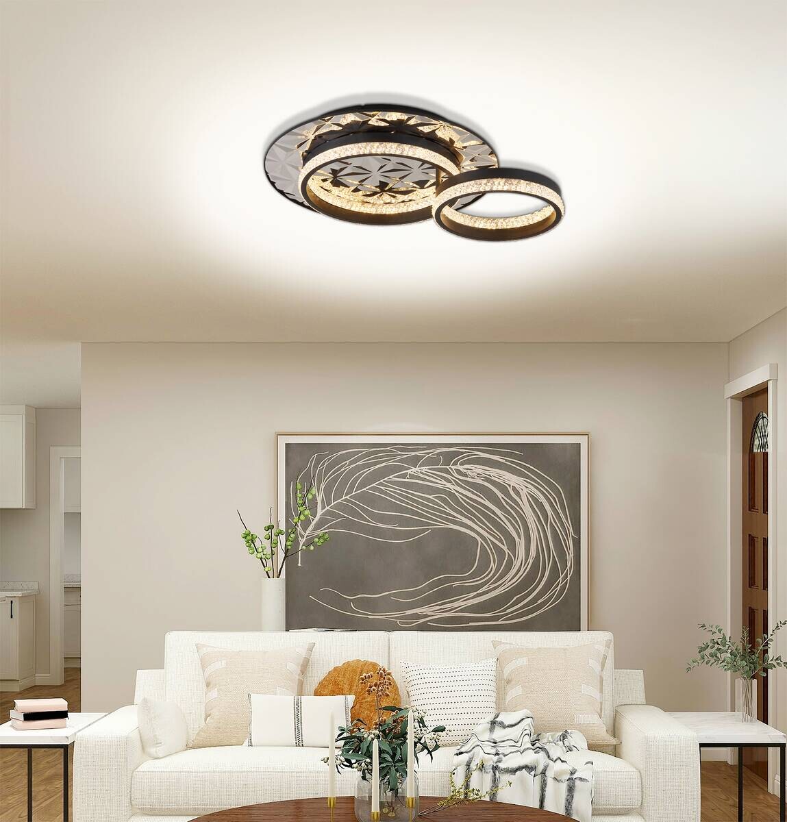 POCOline LED-Deckenleuchte Biagio schwarz Chrom Metall Acryl B/H/L: ca. 40x14x50 cm