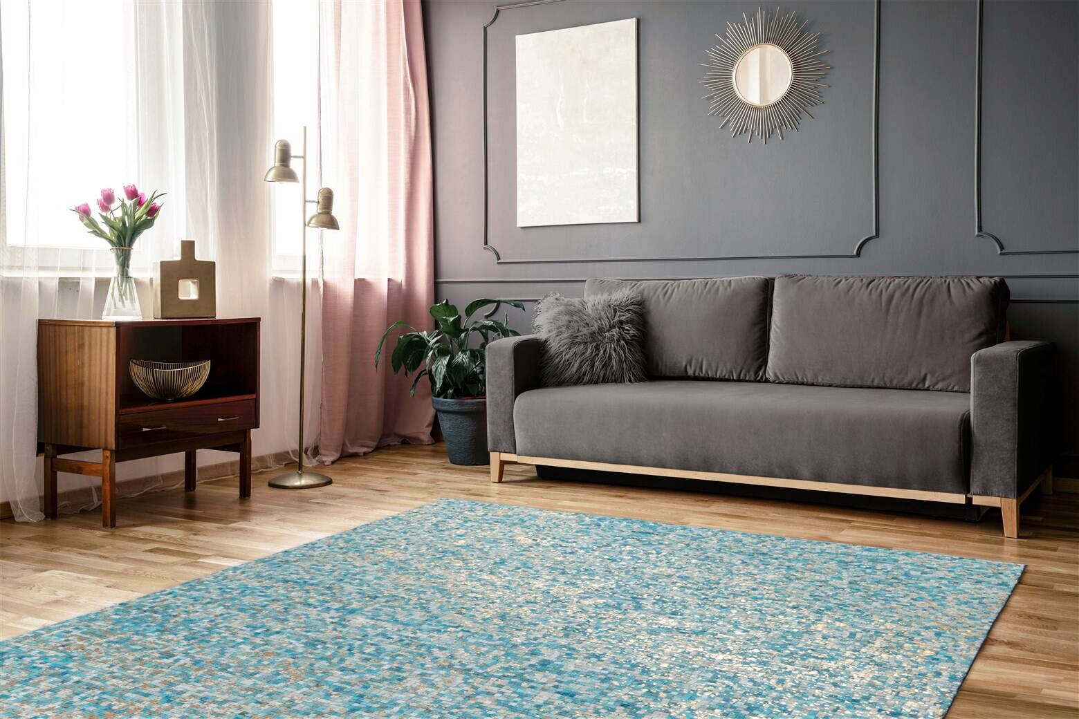 Arte Espina Flachflorteppich Finish 125 hellblau B/H/L: ca. 200x0,5x290 cm