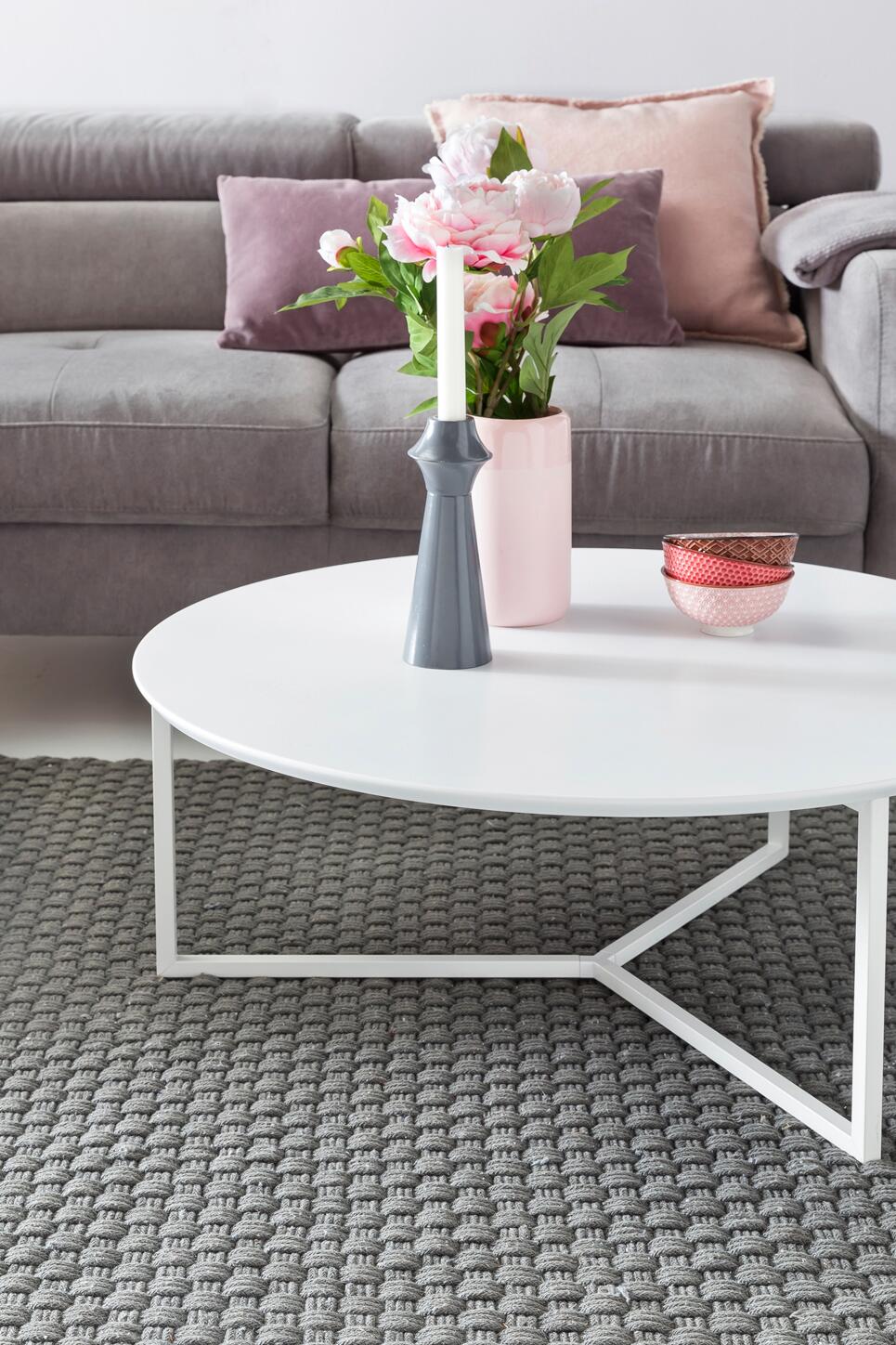 Wohnling Couchtisch weiß weiß MDF Metall B/H/T: ca. 80x33x80 cm