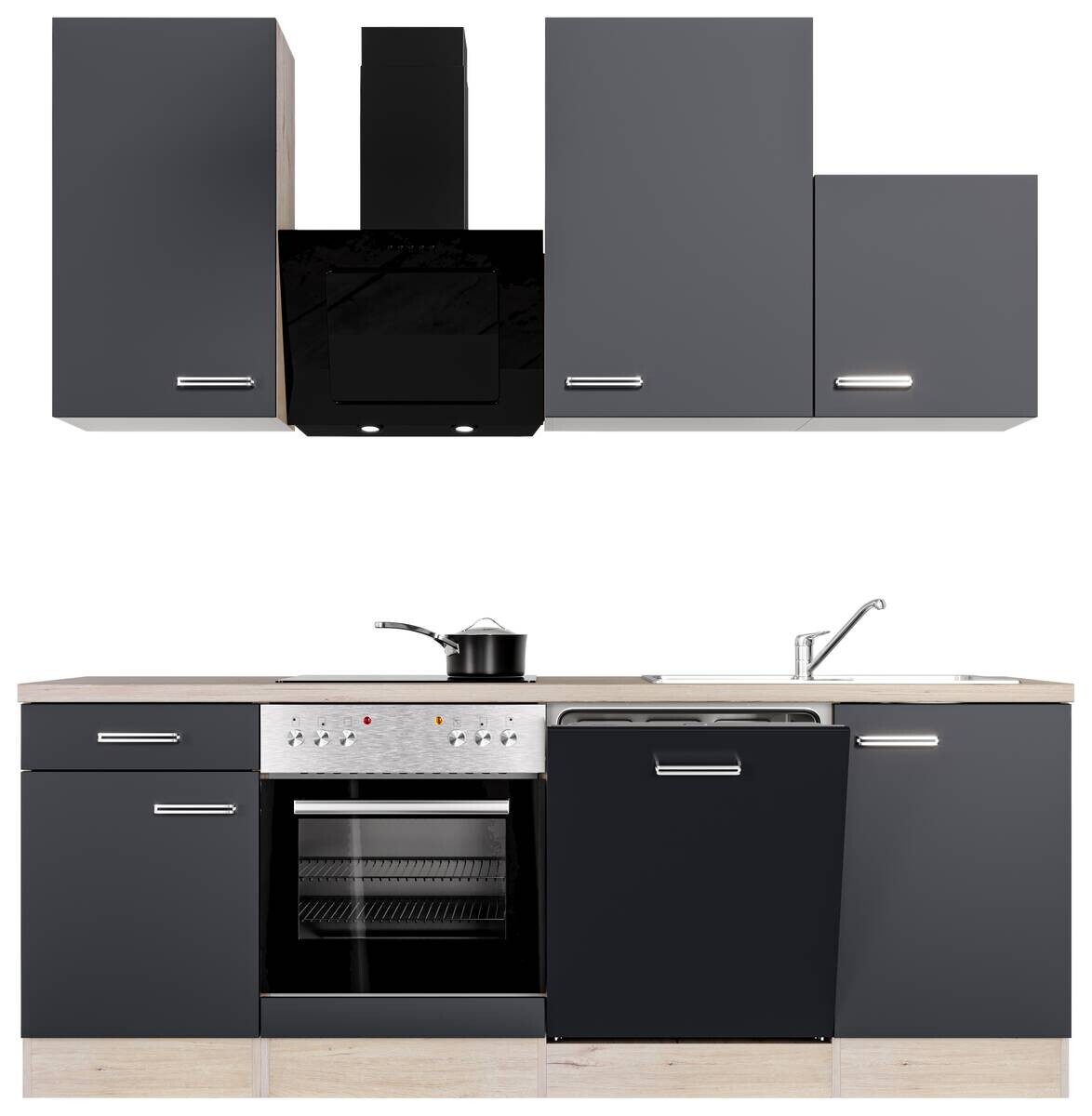 Küchenblock Elva anthrazit strukturiert B/H/T: ca. 220x234x60 cm