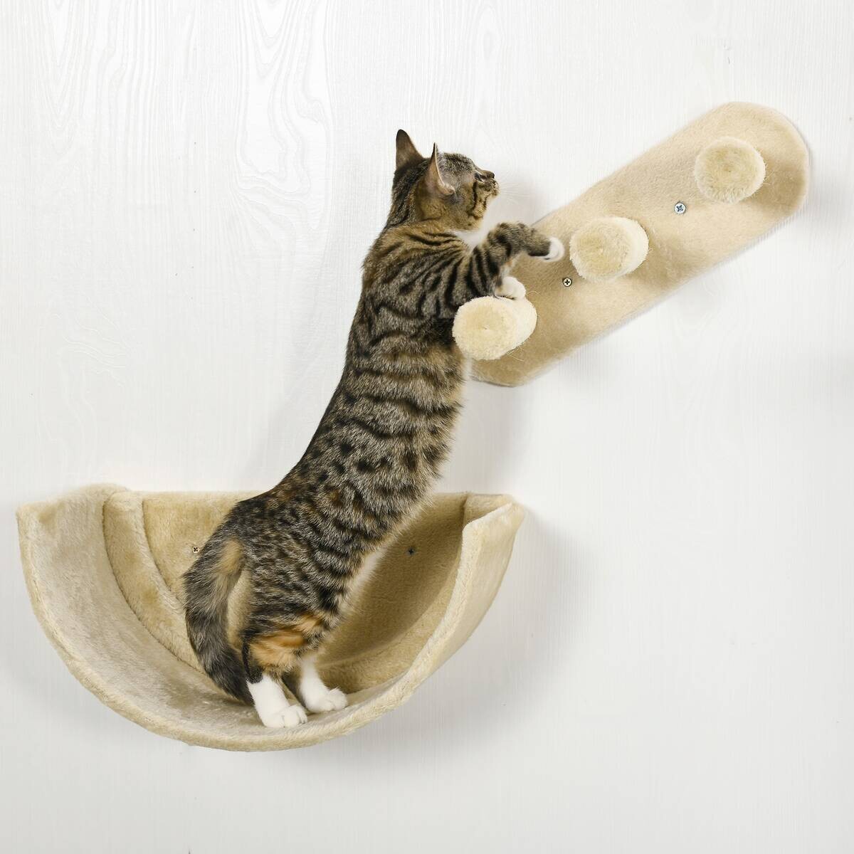 PawHut Katzen Kletterwand beige Polyester B/H/L: ca. 28x73x40 cm