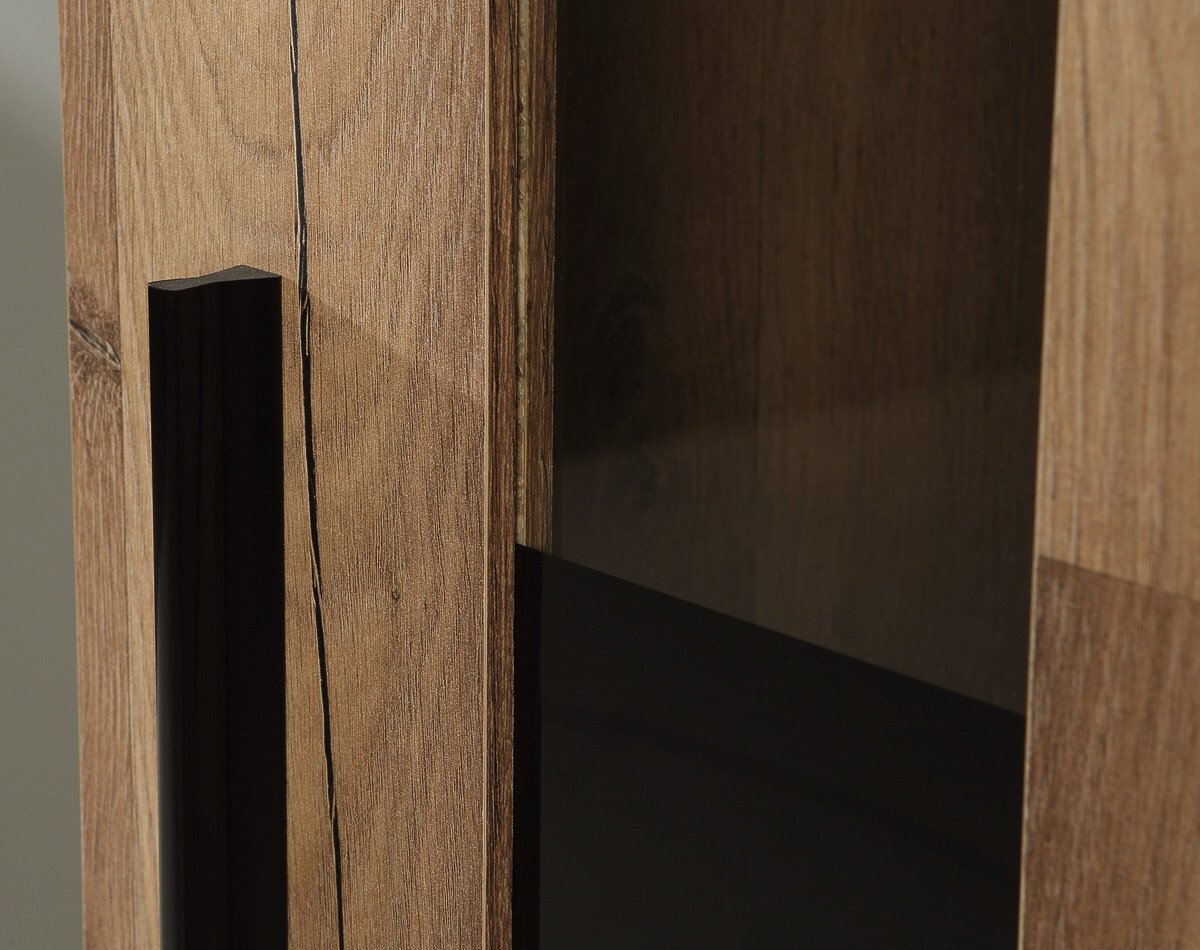 Wohnwand Stabeiche Nachbildung B/H/T: ca. 213x184x41 cm