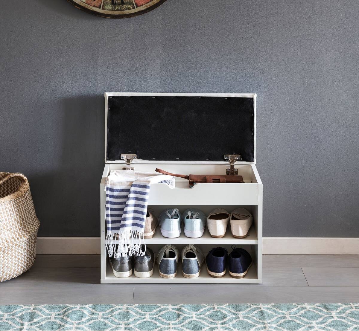 Schuhbank weiß weiß B/H/T: ca. 60x40x30 cm