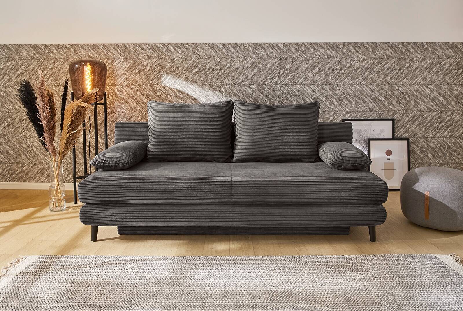 Schlafsofa grau Microfaser B/H/T: ca. 202x74x99 cm