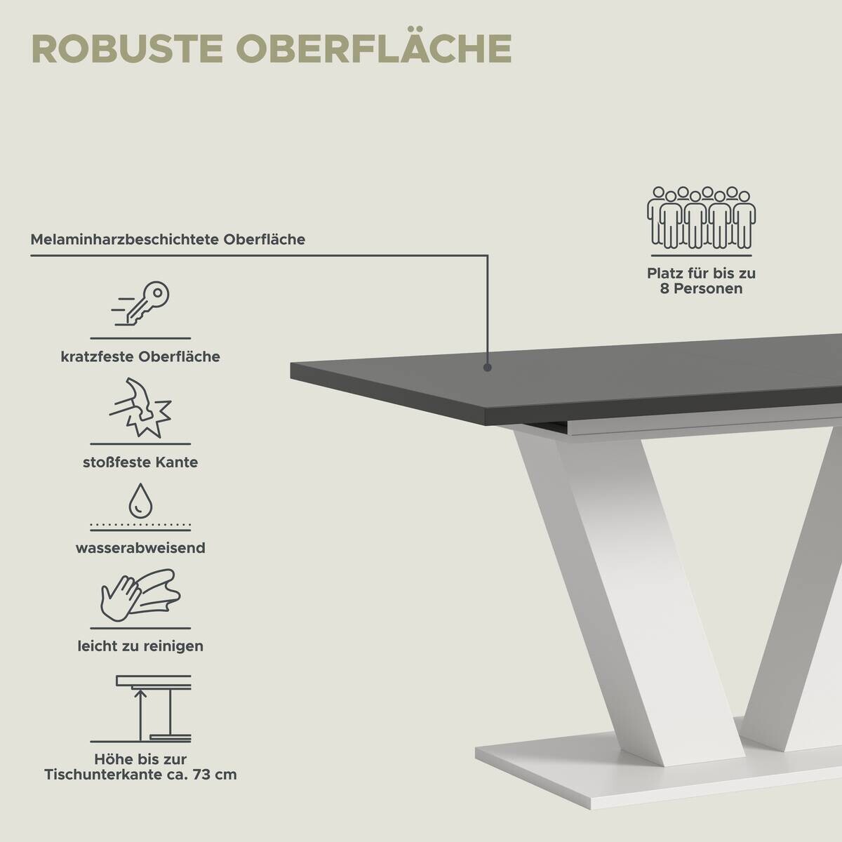 Esstisch MOTION grau B/H/T: ca. 150x76x90 cm