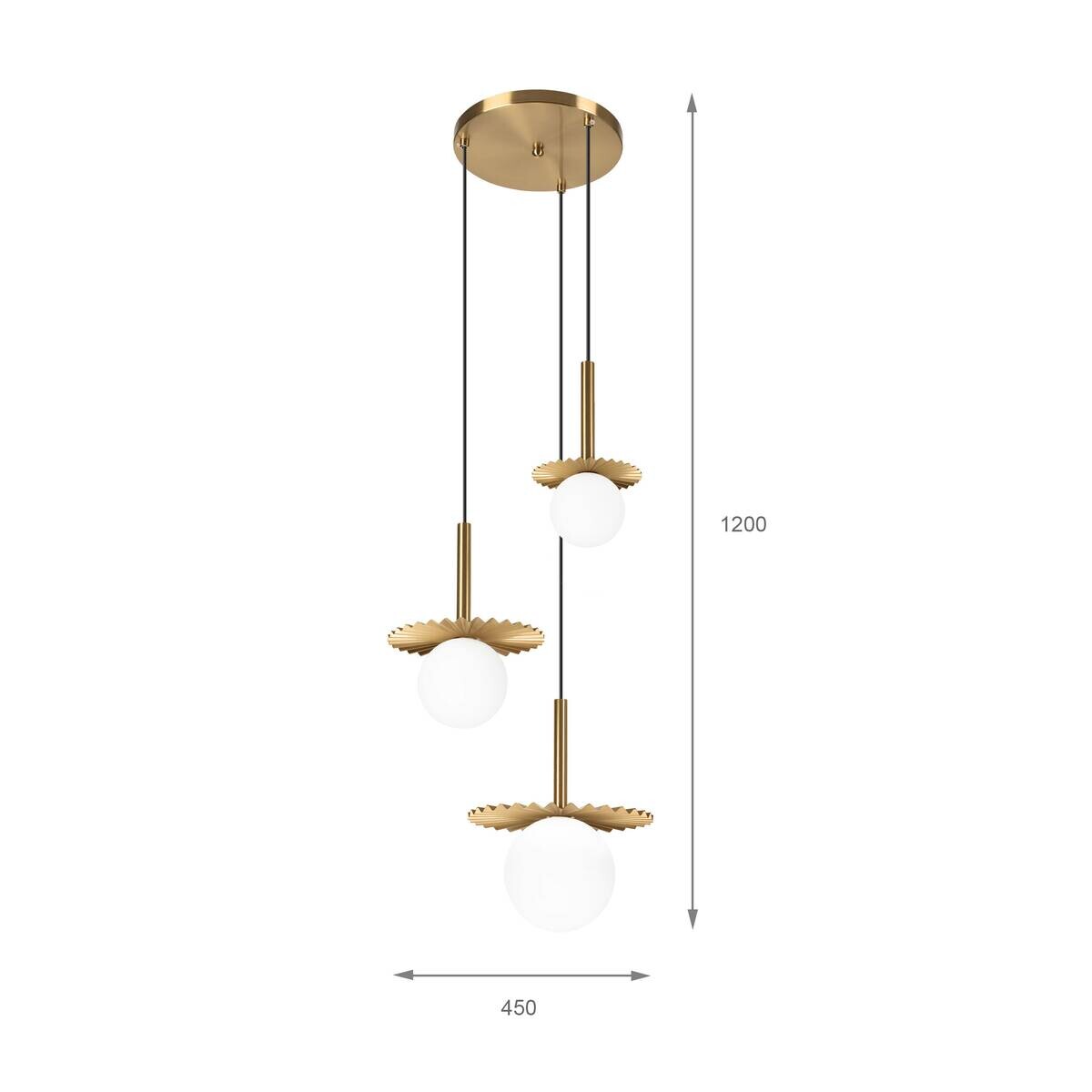 Lamkur Hängeleuchte Kupfer Stahl Glas B/H/L: ca. 120x45x45 cm G9 3 Brennstellen
