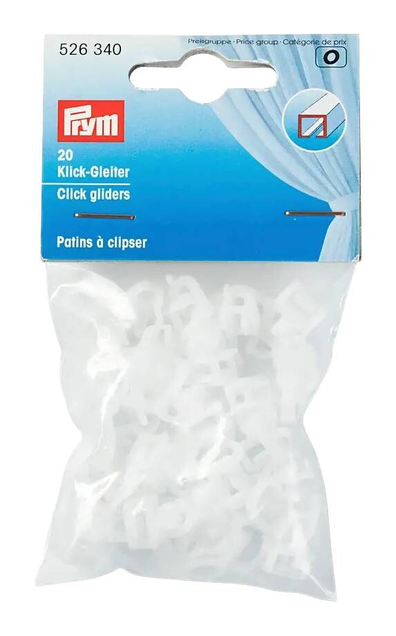 Prym Klick-Gleiter für Gardinenschiene weiß 20 Packstücke