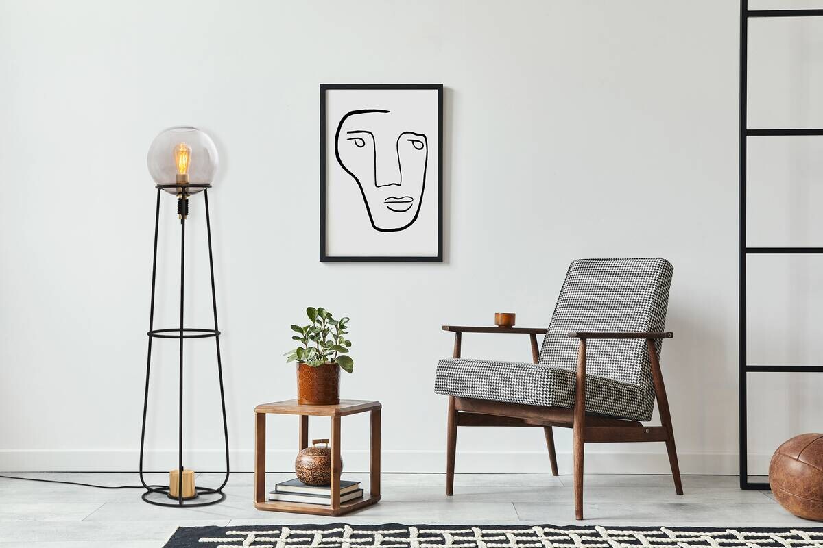 Näve Leuchten Stehleuchte 2084122 schwarz Glas Metall B/H/T: ca. 31x128,5x31 cm 1 Brennstellen