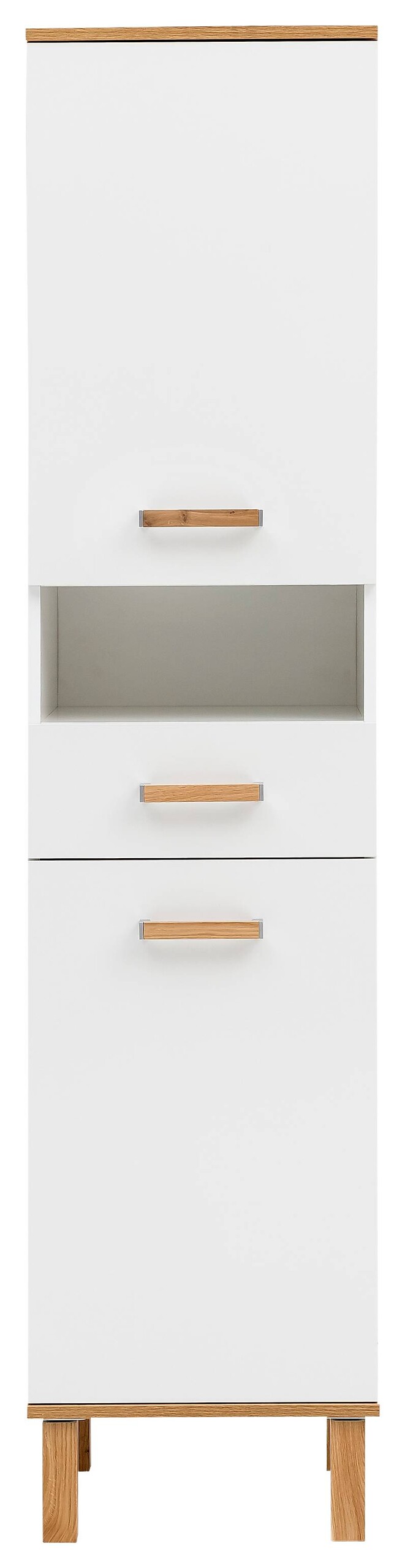 Hochschrank Padua weiß glanz Eiche Landhaus Nachbildung B/H/T: ca. 40,4x178,5x35 cm