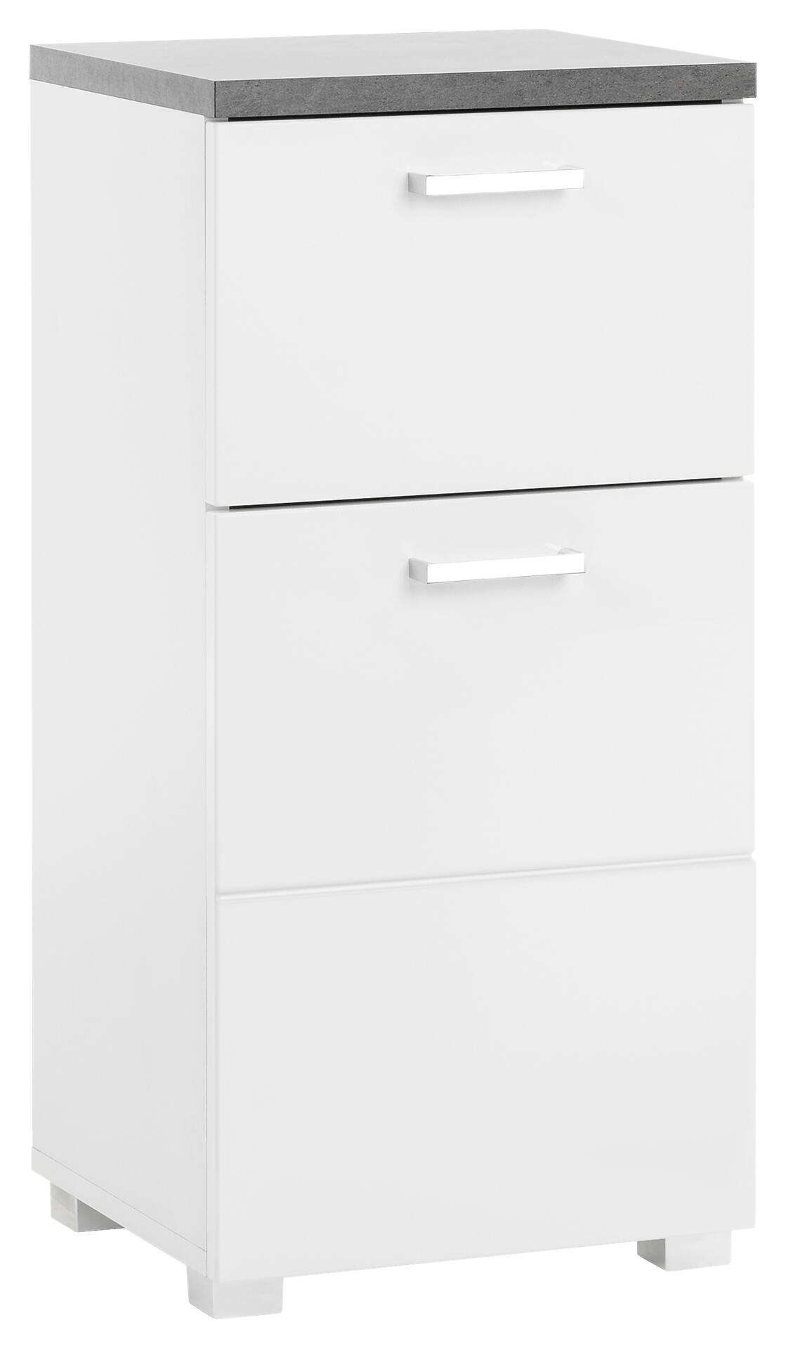 Badkommode Praya Dark Concret Nachbildung weiß Hochglanz B/H/T: ca. 36x73x32 cm