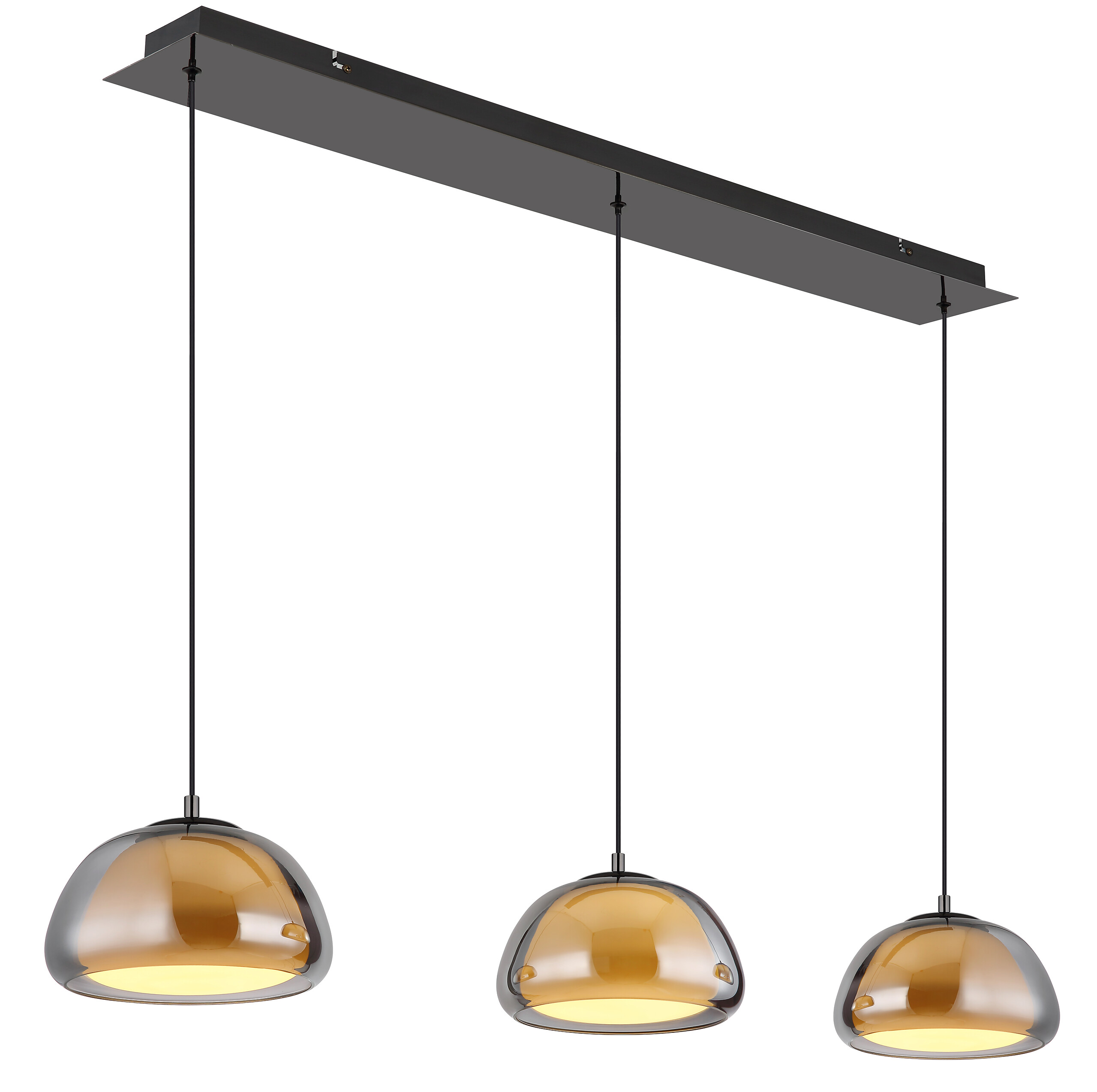 GLOBO Hängeleuchte Chrom schwarz Glas Metall B/H/L: ca. 36x21x101 cm