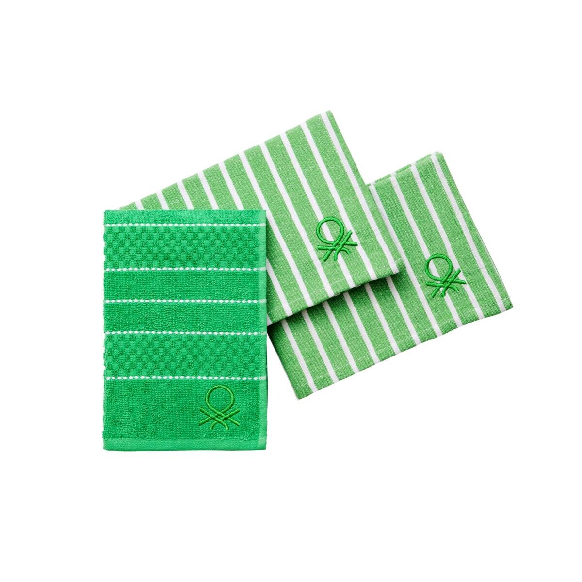 BENETTON Geschirrtuch-Set Rainbow grün Baumwolle