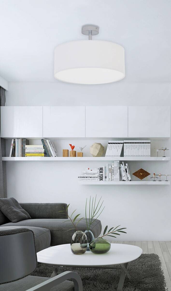 Näve Leuchten Deckenleuchte New York 7061523 weiß Textil Metall B/H/T: ca. 40x24x40 cm E27 3 Brennstellen