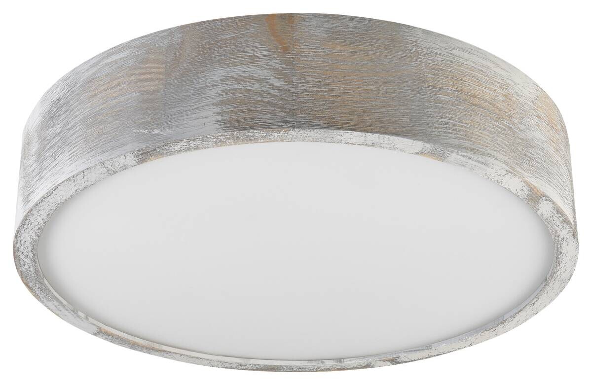 Lamkur Deckenleuchte hellbraun weiß Glas Holz B/H/L: ca. 38,5x12x38,5 cm 3 Brennstellen