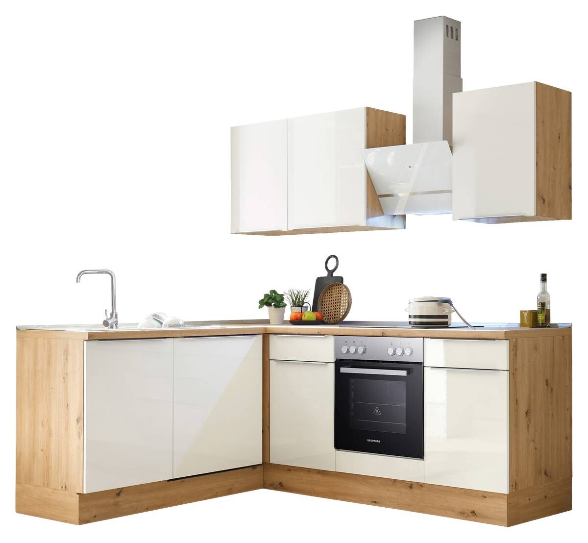 Respekta Winkelküche Marleen weiß Hochglanz B/H/T: ca. 211x220x170 cm