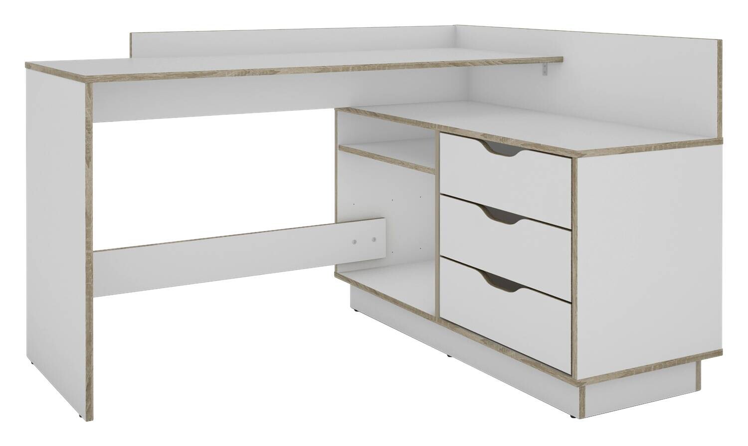 Schreibtisch BELFAST weiß Eiche Sonoma Nachbildung B/H/T: ca. 129x83,5x105 cm