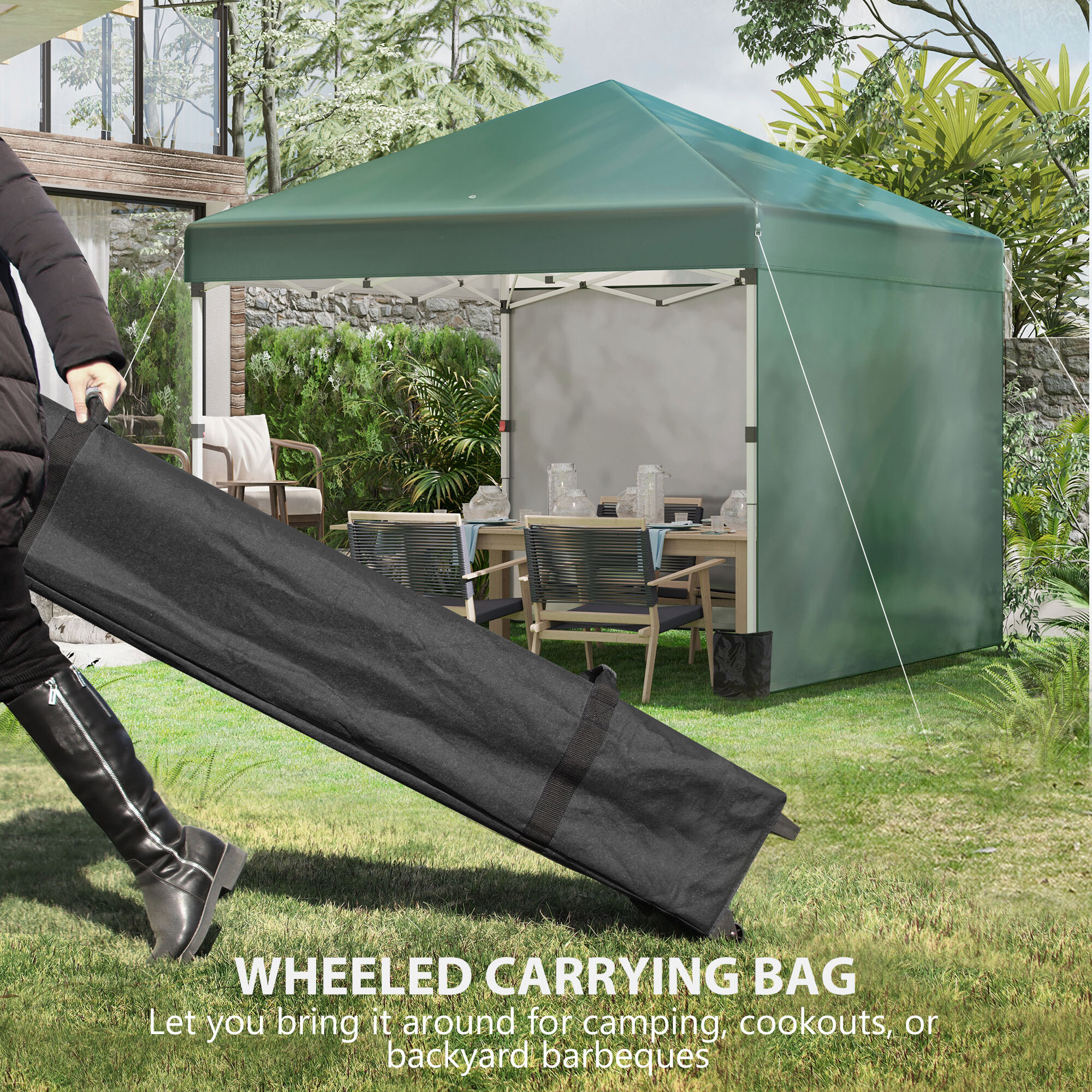 Outsunny Pavillon grün Polyester B/H/L: ca. 297x288x297 cm