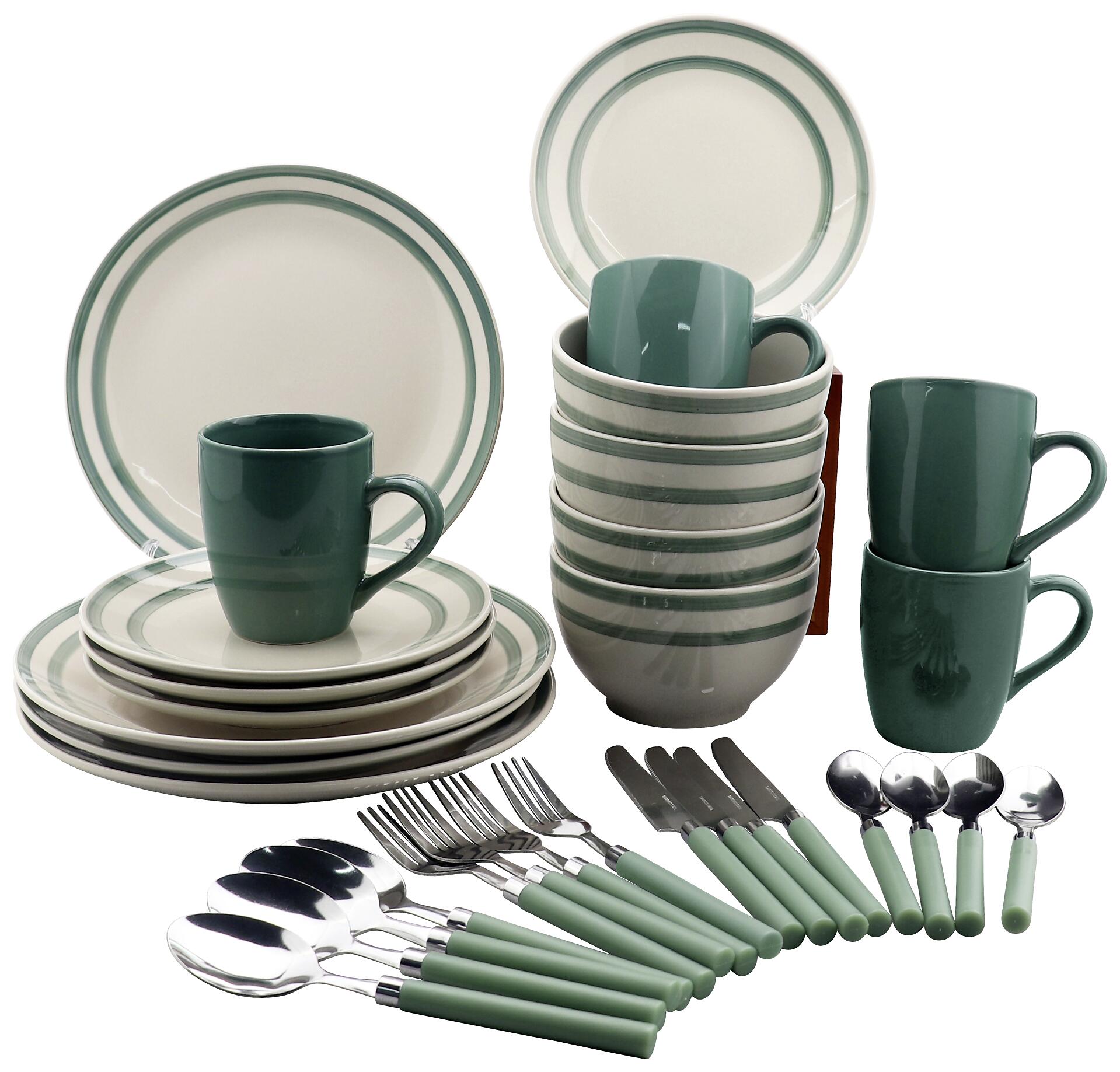 POCOline Kombiservice grün Steingut 32 tlg.
