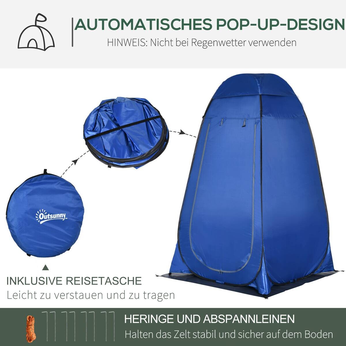 Outsunny Camping-Zubehör blau Polyester B/H/L: ca. 124x126x198 cm