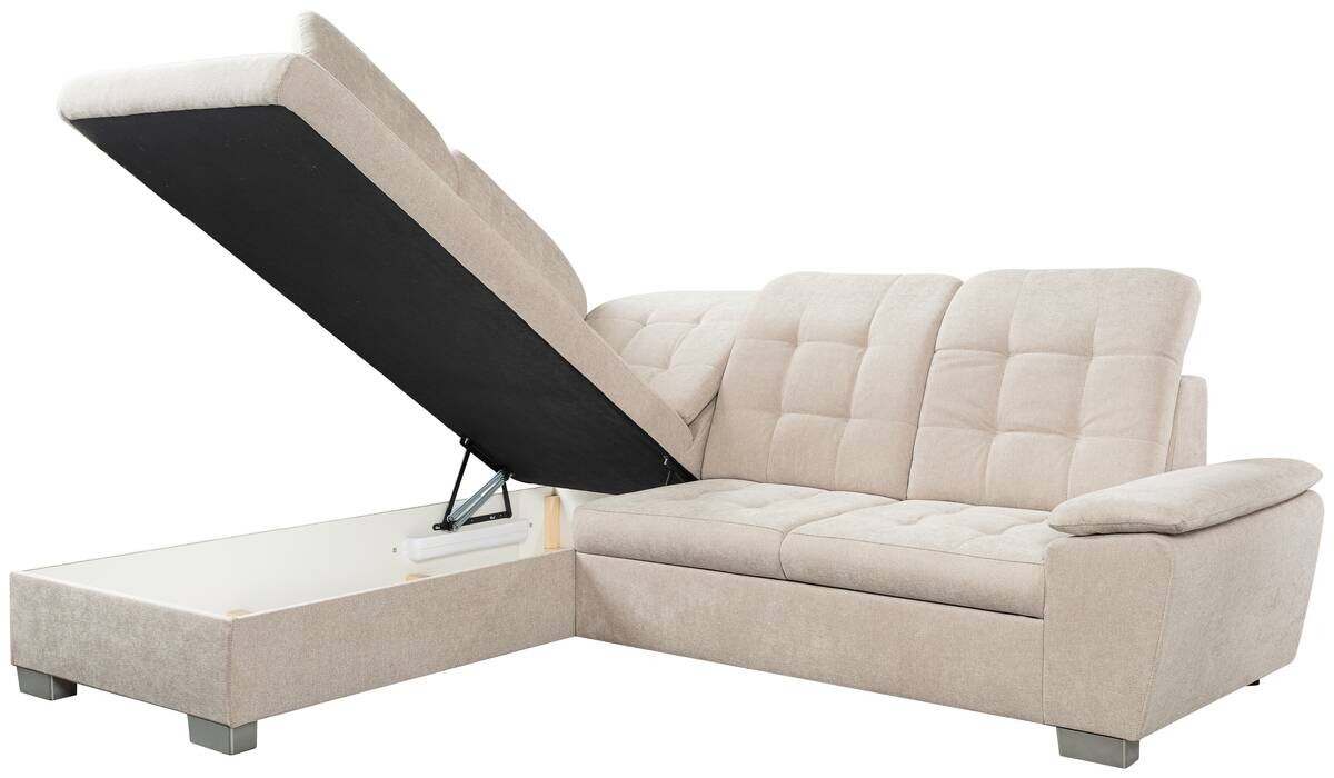 Ecksofa mit Bettfunktion und Bettkasten pearl Microfaser B/H/T: ca. 260x107x214 cm