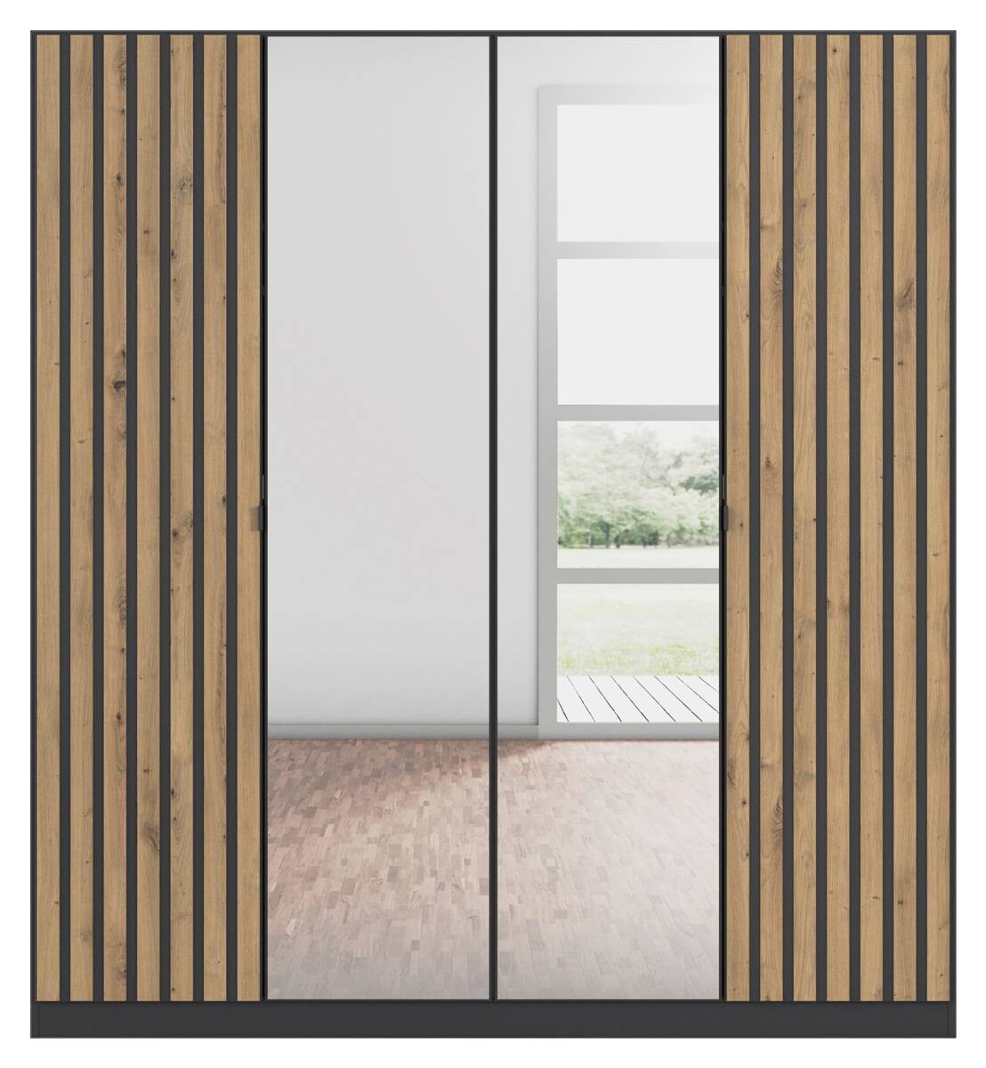 Kleiderschrank Genua grau Eiche Artisan Nachbildung B/H/T: ca. 181x197x54 cm