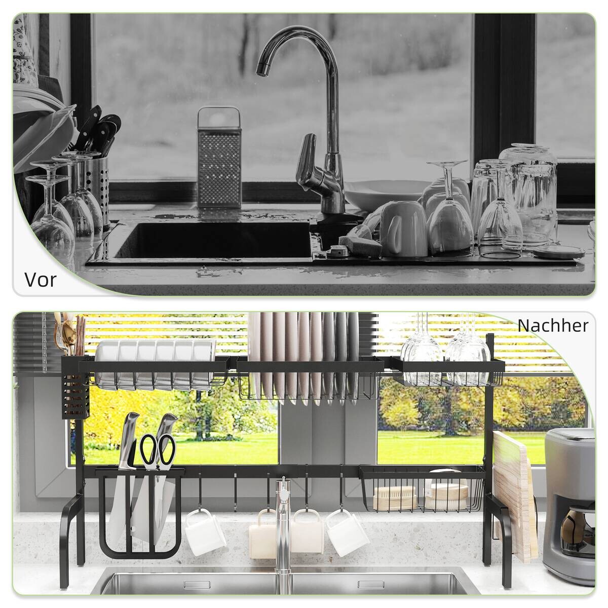 HOMCOM Küchenhelfer schwarz Edelstahl B/H/L: ca. 30x93x52 cm