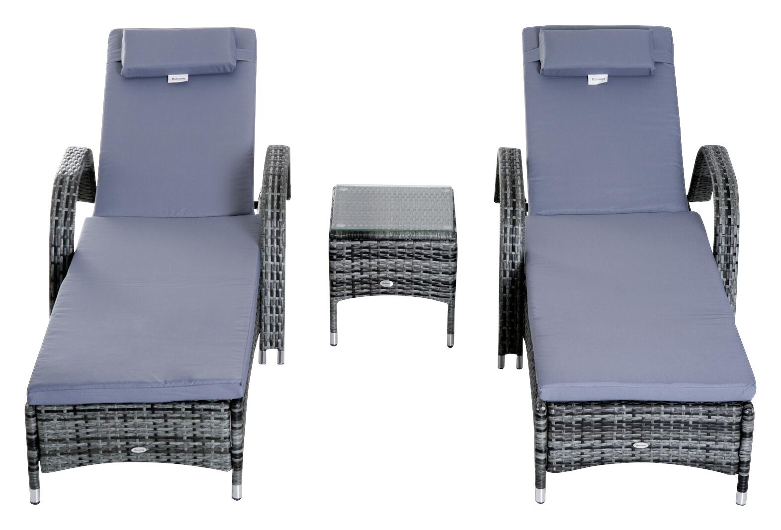 Outsunny Gartenliege grau Metall