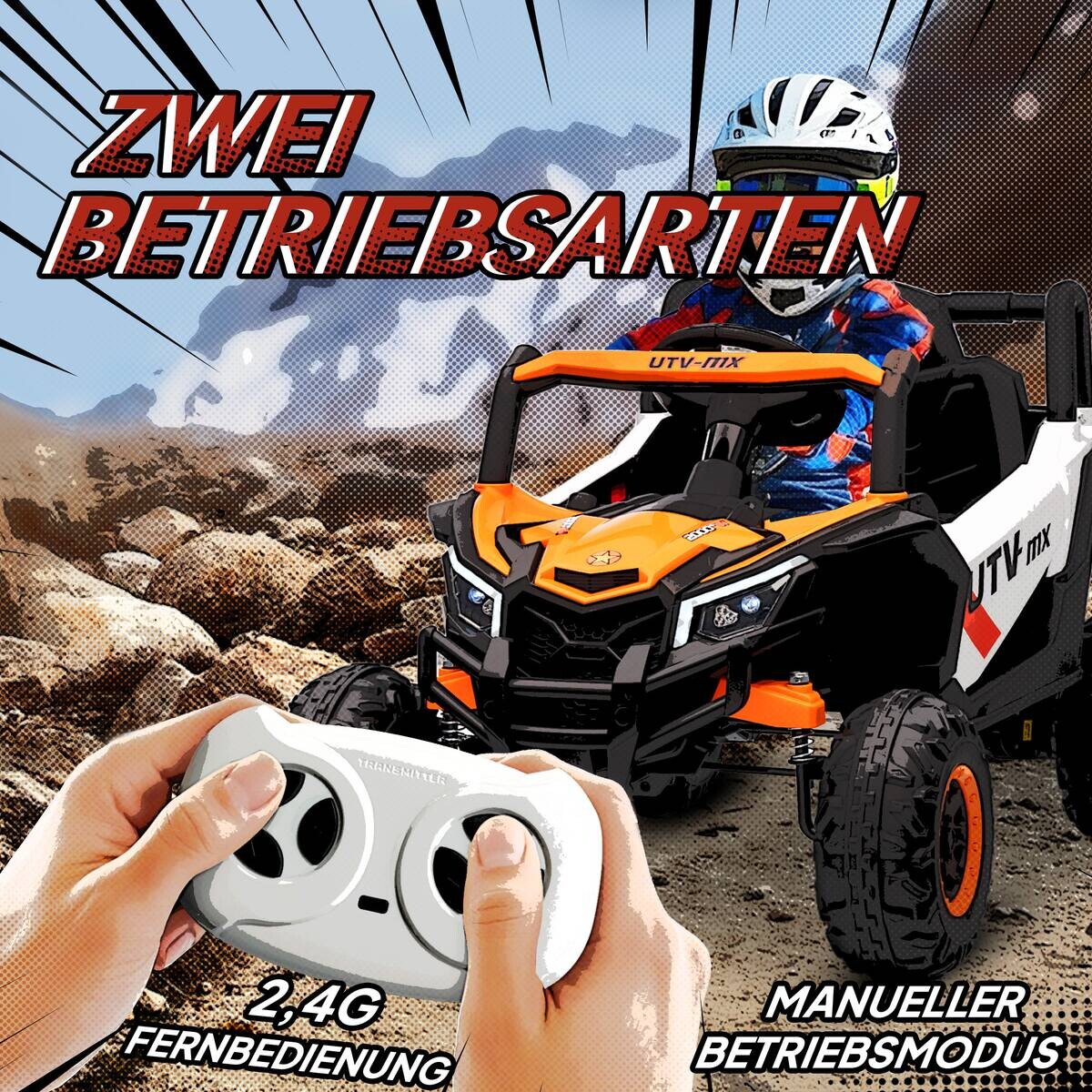 AIYAPLAY Kinder Elektroauto orange B/H/L: ca. 61x56x96 cm