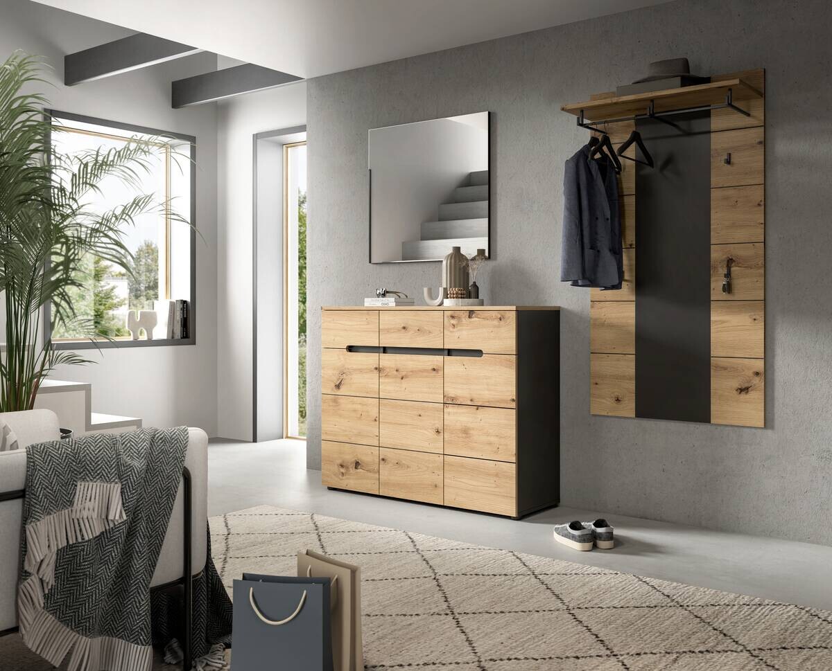 Garderobe Canu basaltgrau Nachbildung Artisan Nachbildung B/H/T: ca. 215x190x37 cm