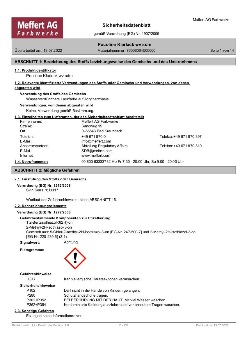 POCOline Acryl Klarlack farblos seidenmatt ca. 0,25 l