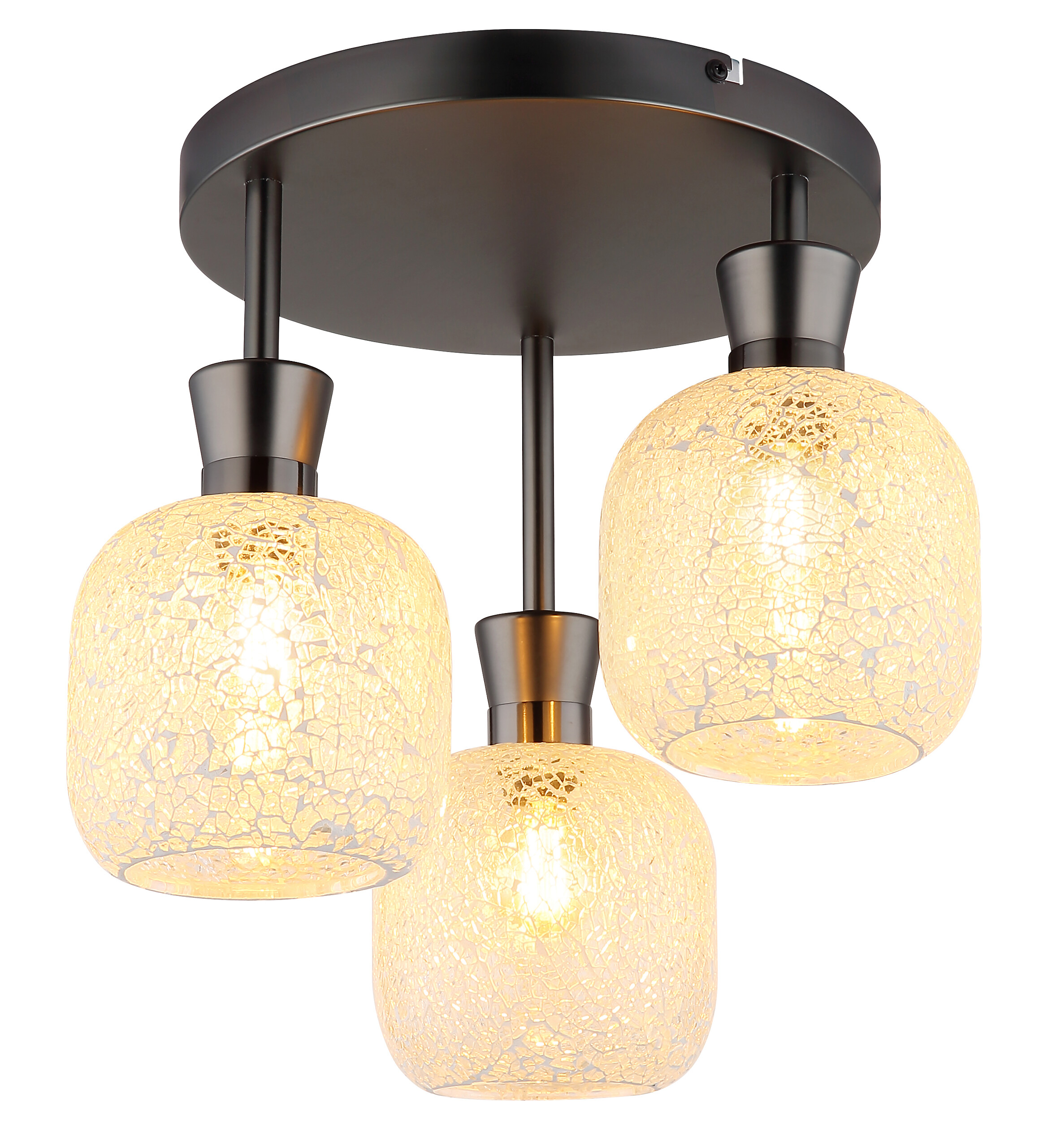 GLOBO Deckenleuchte Chrom schwarz Metall Glas B/H/L: ca. 21x32x29 cm 3 Brennstellen