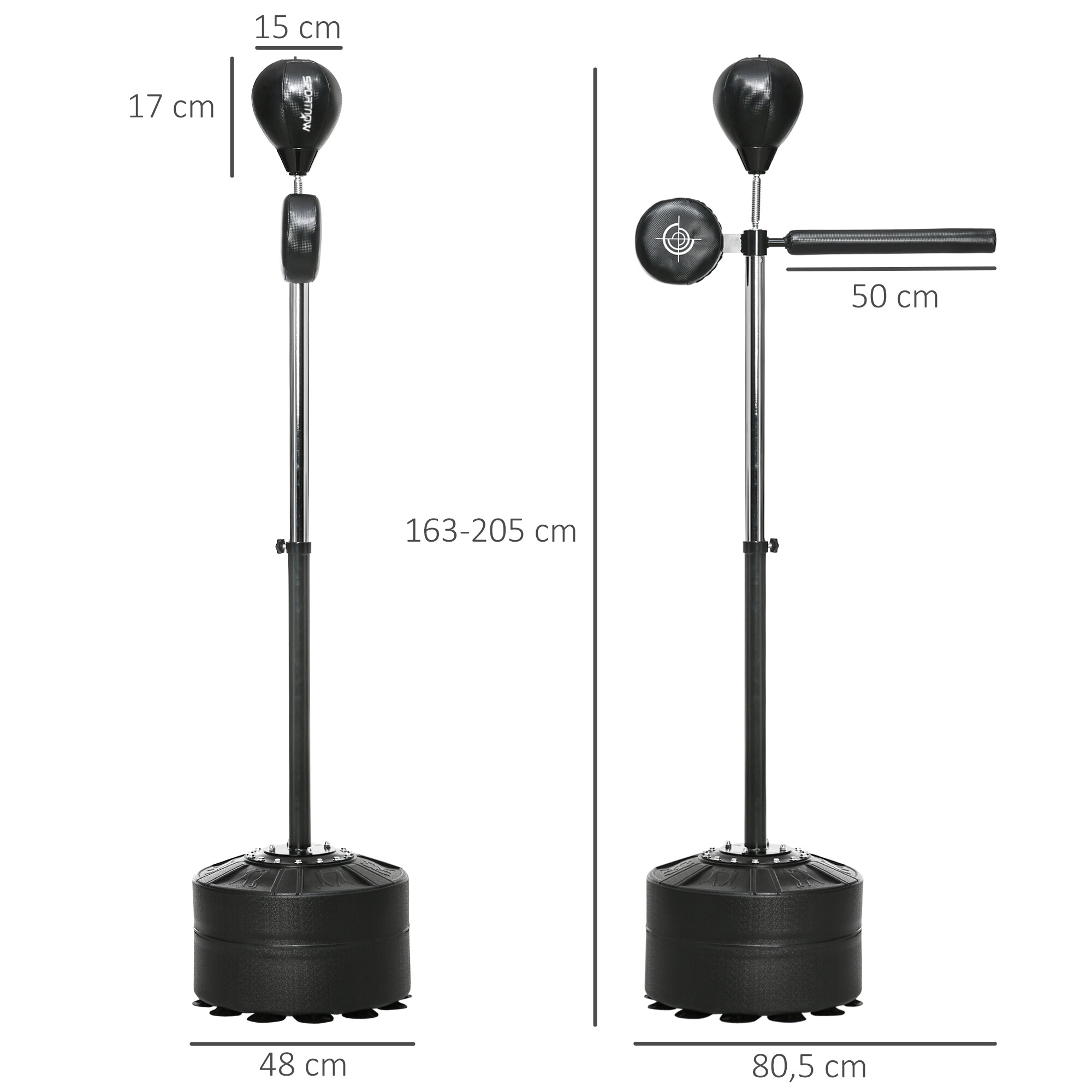SPORTNOW Boxständer schwarz Stahl B/H/L: ca. 48x205x80,5 cm