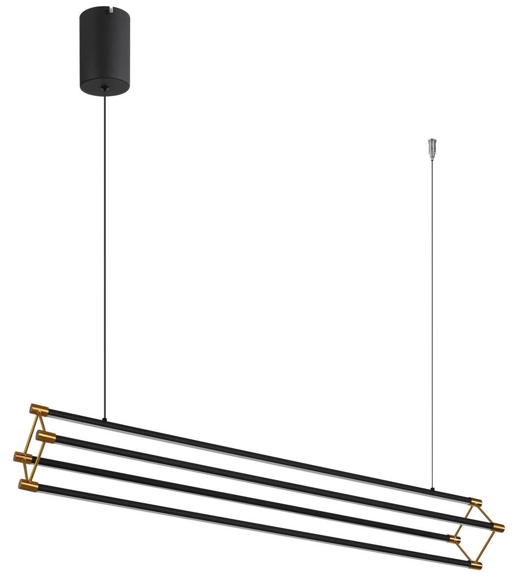 GLOBO LED-Pendelleuchte mattschwarz Opal gold Metall Kunststoff B/H/T: ca. 104x150x16,2 cm 1.0 Brennstellen