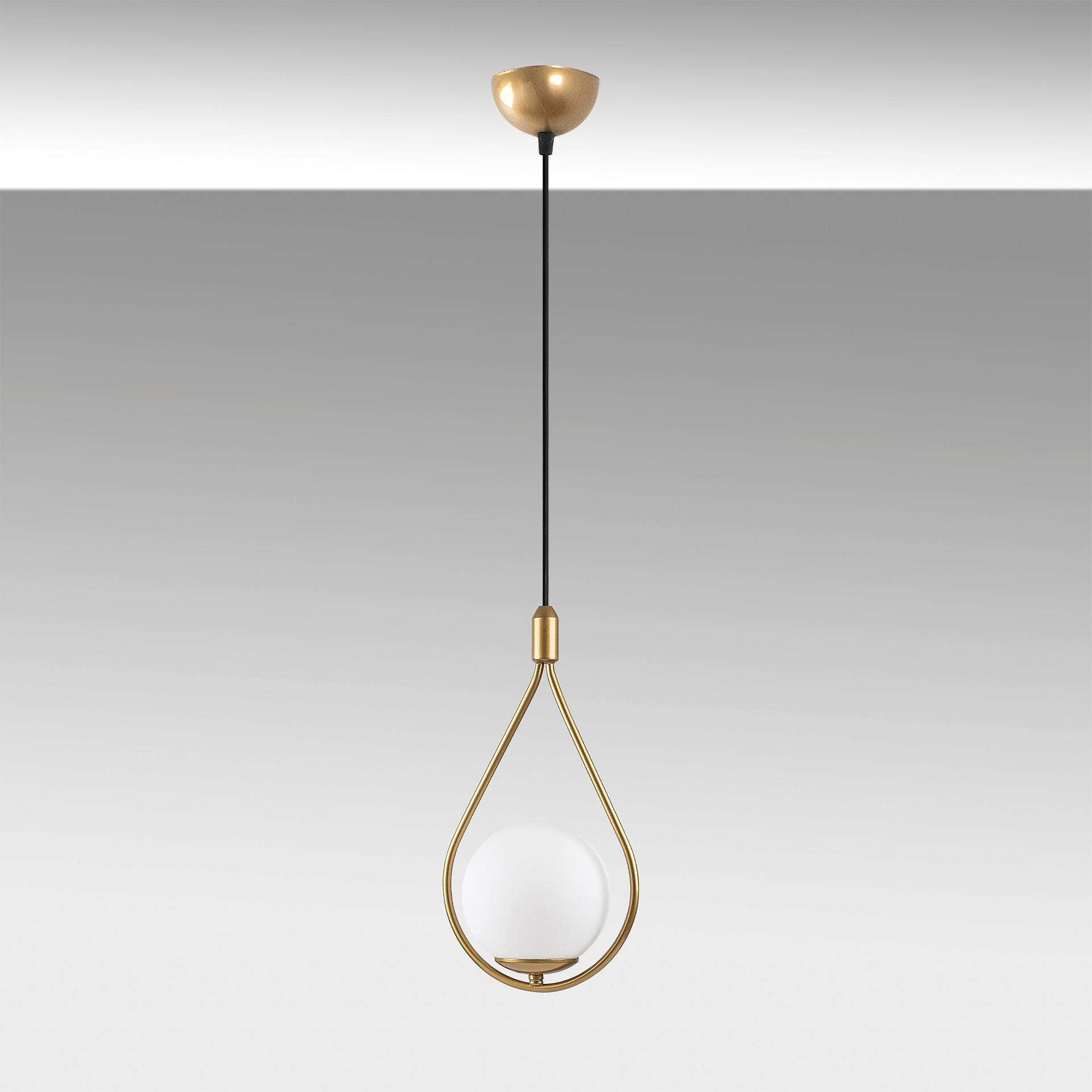 Opviq Pendelleuchte Mudon gold Glas B/H/T/L/D: ca. 15x136x15x15x15 cm E27 1 Brennstellen