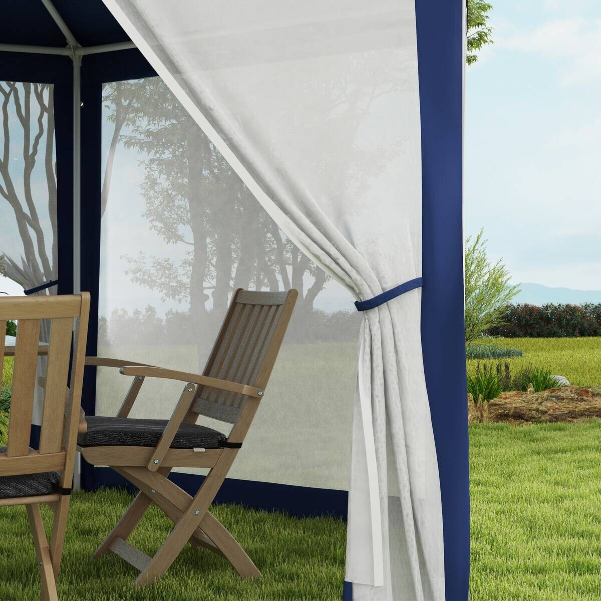 Outsunny Pavillon blau Polyester B/H/L: ca. 341,2x250x394 cm