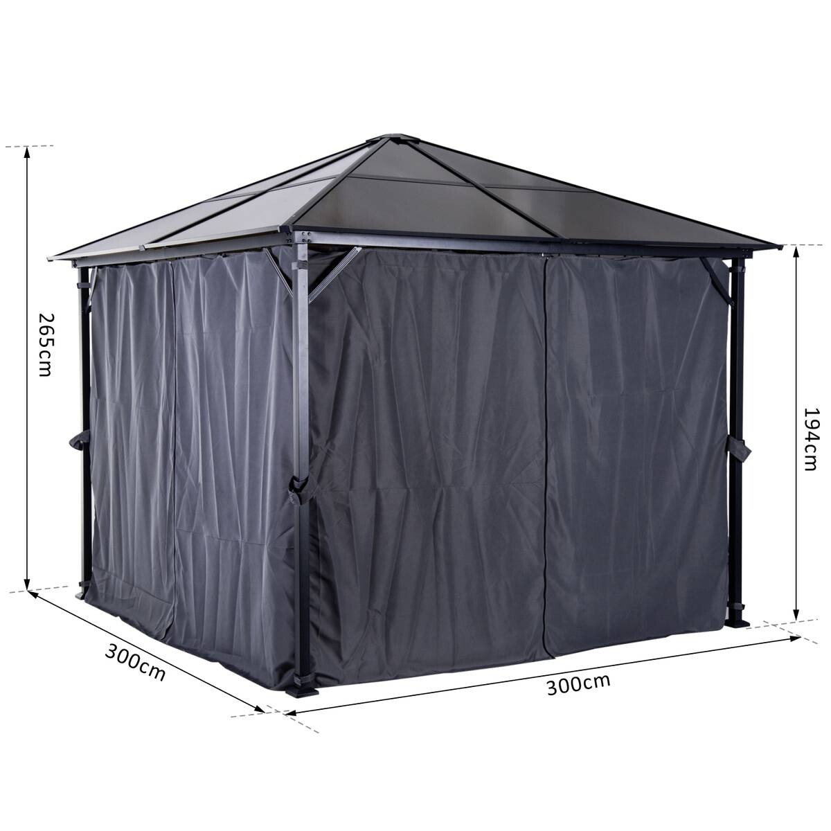 Outsunny Gartenpavillon braun Alu B/H/L: ca. 300x265x300 cm