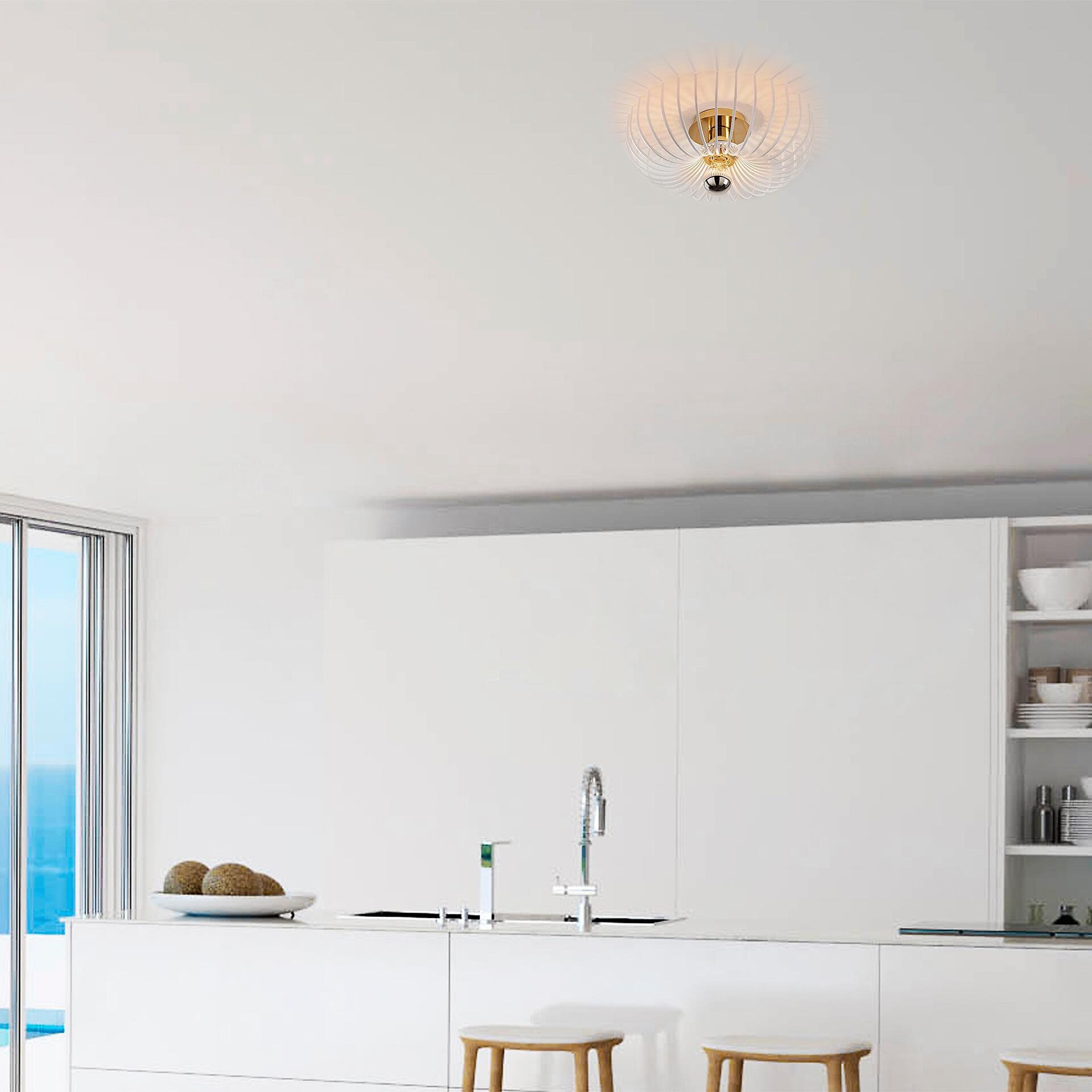 Opviq Deckenleuchte Aspendos weiß Metall B/H/T/L/D: ca. 36x12x36x36x36 cm E27 1 Brennstellen