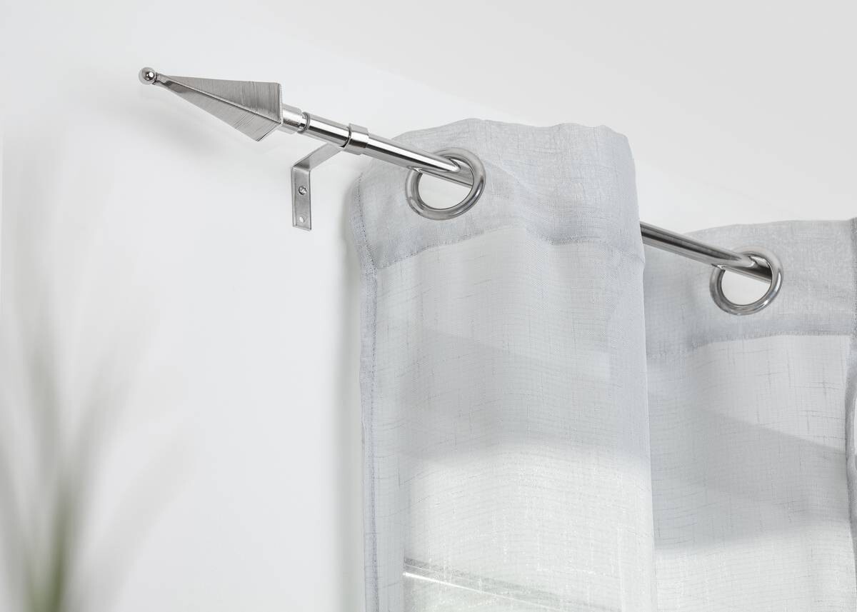 LICHTBLICK Gardinenstange Pyramide Edelstahloptik Metall D: ca. 1,6 cm ausziehbar von ca. 130 bis 240 cm 1.0 Läufe