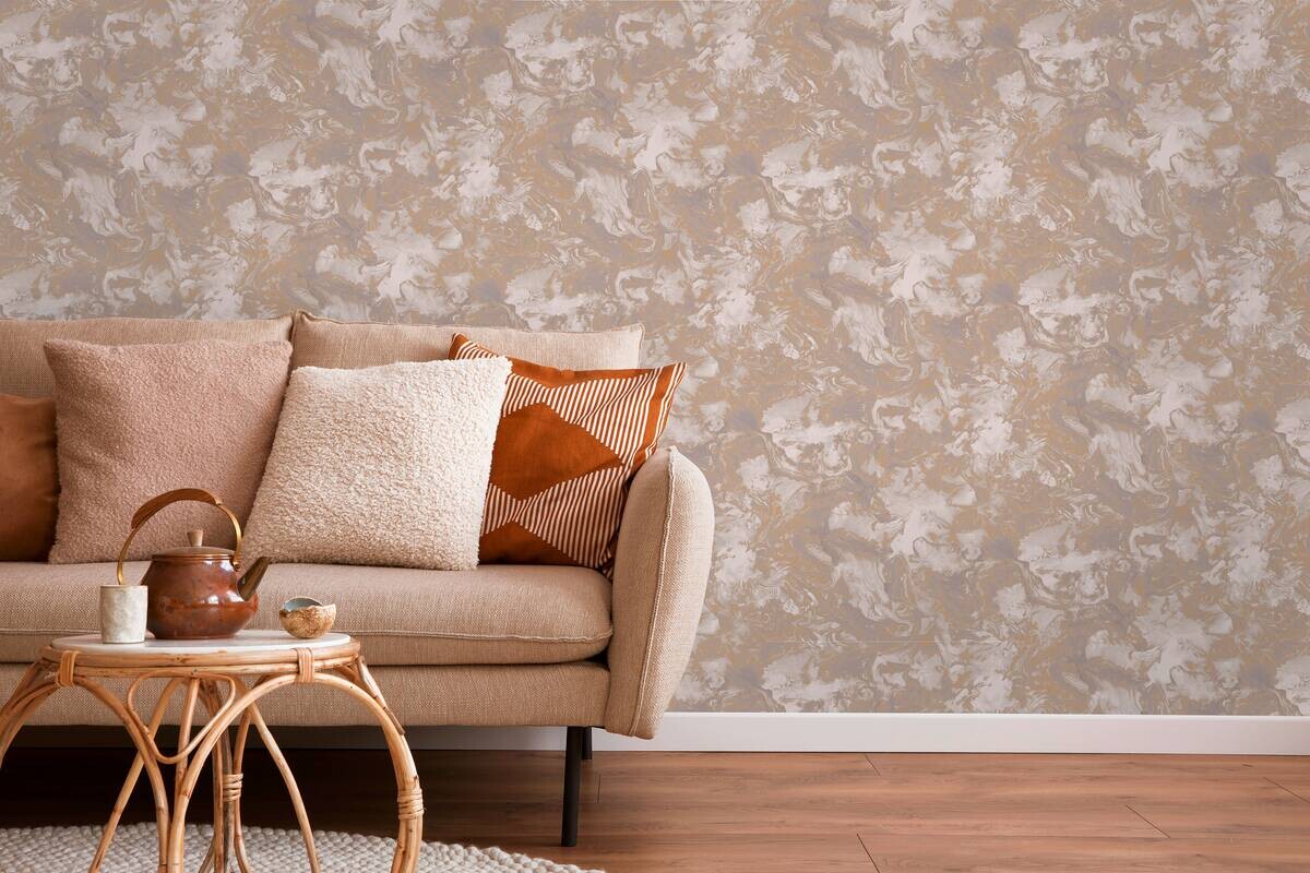 UGEPA Papiertapete Marmoroptik beige gold B/L: ca. 53x1005 cm