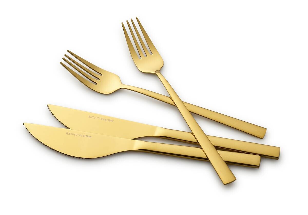 ECHTWERK Besteckset gold Edelstahl 4 tlg.