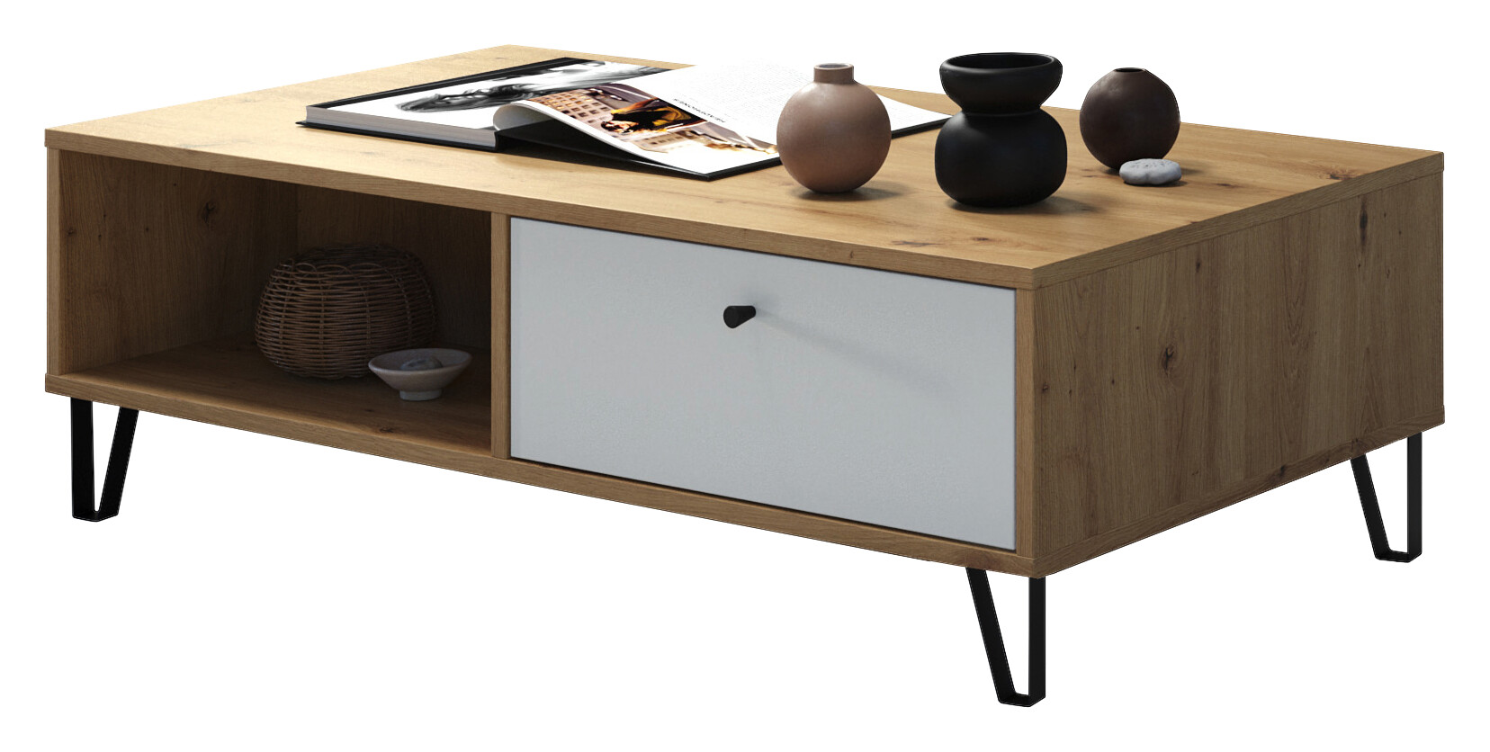 Trendteam TV-Lowboard Touch Eiche Artisan weiß B/H/T: ca. 110x37x60 cm