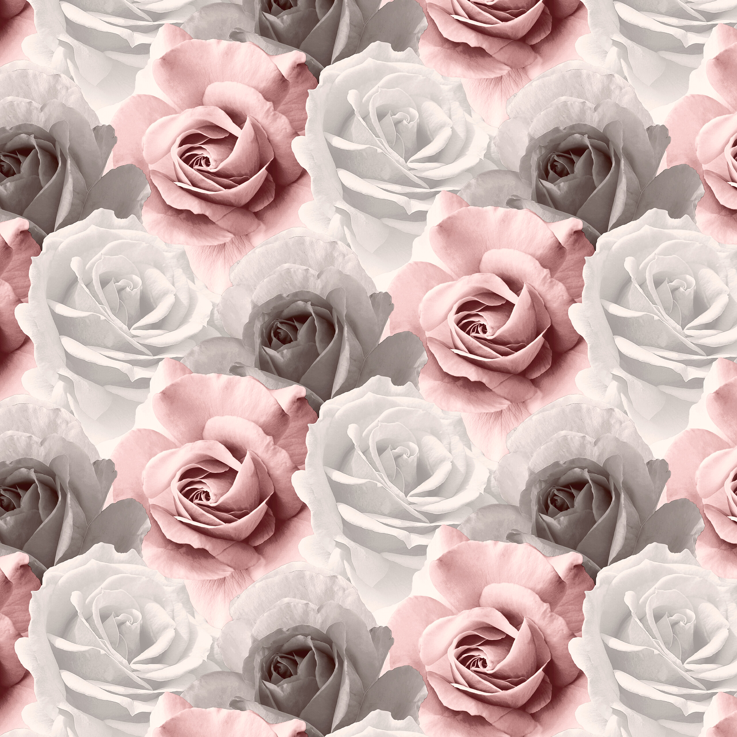 UGEPA Papiertapete Rosen rosa grau B/L: ca. 53x1005 cm