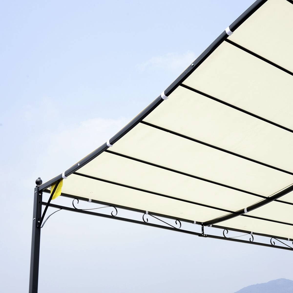 Outsunny Terrassenüberdachung creme Eisen B/H/L: ca. 297x245x297 cm