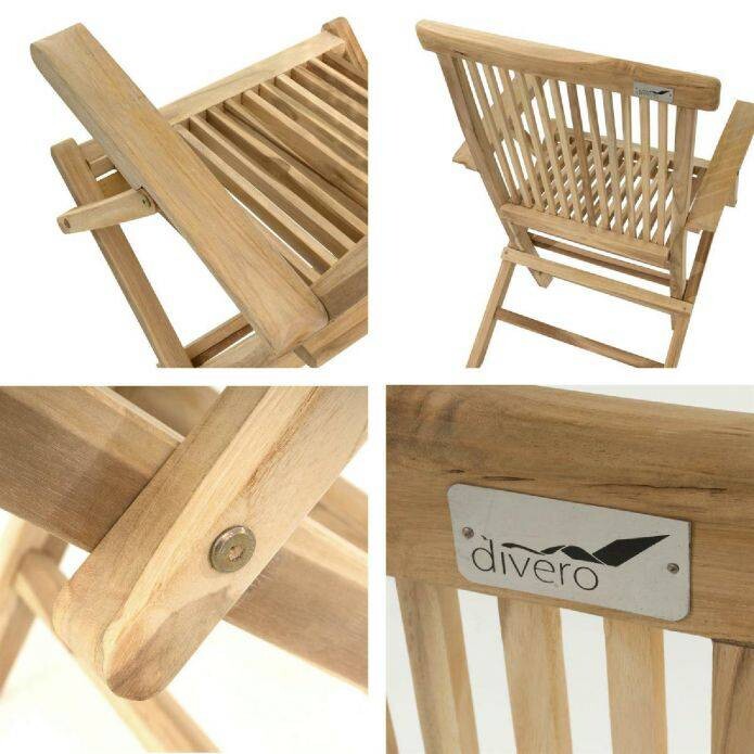 VCM Gartenstuhl 2er Set hellbraun Teakholz B/H/T: ca. 57x89x62 cm