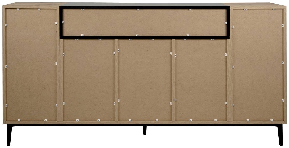 Sideboard Nola Eiche Artisan Nachbildung schwarz B/H/T: ca. 180x90x42 cm