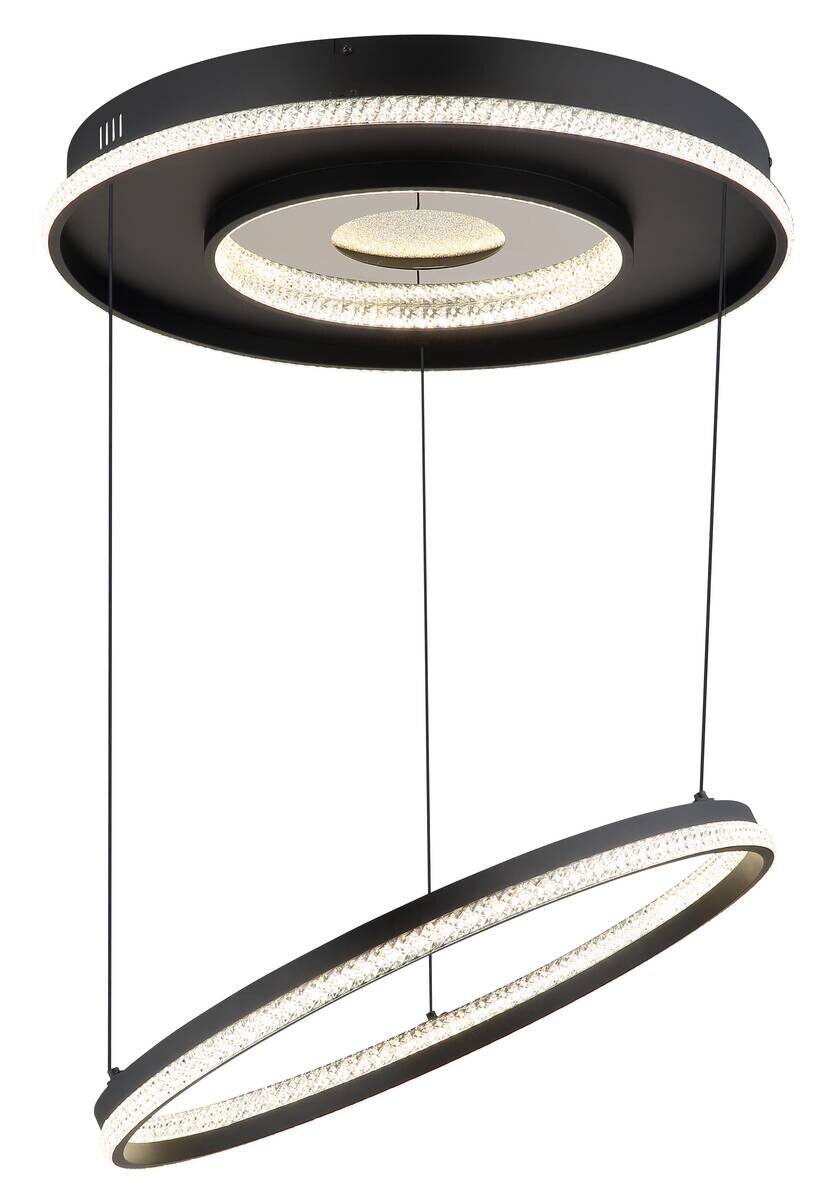 GLOBO Pendelleuchte mattschwarz klar Metall Aluminium H/D: ca. 120x60 cm 1.0 Brennstellen